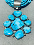 Eddy Billy Native American Navajo Turquoise Sterling Silver Necklace-Nativo Arts