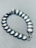 Unique Native American Navajo Sterling Silver Handstamped Signed Bracelet-Nativo Arts