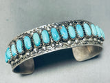 Rare Freddy Weekoty Vintage Native American Zuni Turquoise Sterling Silver Bracelet-Nativo Arts