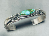 Signed Native American Navajo Carico Lake Turquoise Sterling Silver Bracelet-Nativo Arts