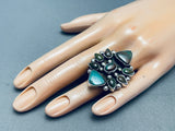 Native American Nothern Star Navajo Green Turquoise Sterling Silver Ring-Nativo Arts