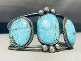 One Of The Best Vintage Native American Navajo Blue Diamond Turquoise Sterling Silver Bracelet-Nativo Arts