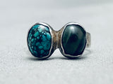 Stunning Spiderweb Turquoise Vintage Native American Navajo Sterling Silver Ring Old-Nativo Arts
