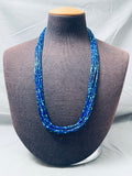 Intricate Native American Navajo Azurite Heishi Sterling Silver Vintage Necklace