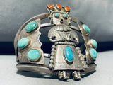 One Of The Finest Ever Vintage Native American Navajo Turquoise Kachina Sterling Silver Bracelet-Nativo Arts