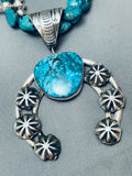 Fab Sterling Shell Native American Navajo Turquoise Silver Squash Blossom Necklace-Nativo Arts