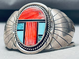 6.5 Inch Wrist Vintage Native American Navajo Turquoise Spiny Oyster Sterling Silver Bracelet-Nativo Arts