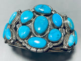 Coils Cluster Vintage Native American Navajo Fat Turquoise Sterling Silver Bracelet-Nativo Arts