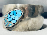 Paw Of Turquoise Vintage Native American Navajo Sterling Silver Inlay Bracelet-Nativo Arts