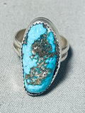 Marie Etcitty Vintage Native American Navajo Bisbee Turquoise Sterling Silver Ring-Nativo Arts