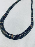 Native American Wonderful Vintage Santo Domingo Brown Shell Sterling Silver Necklace-Nativo Arts