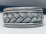 Hand Woven Vintage Native American Navajo Sterling Silver Bracelet Cuff-Nativo Arts