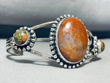 Red Rock Agate Vintage Native American Navajo Sterling Silver Bracelet Cuff-Nativo Arts