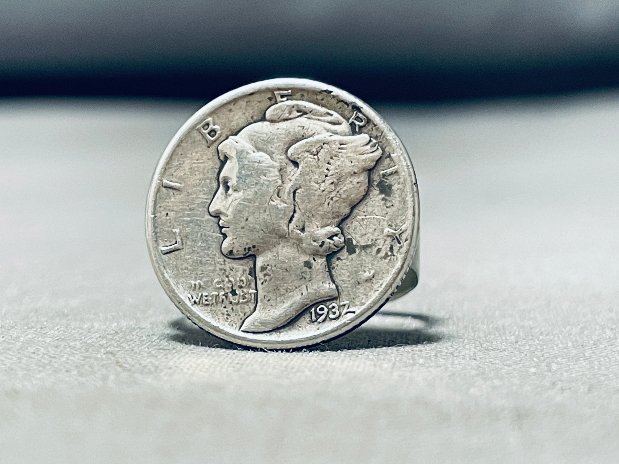 Daime Rind Best Vintage Native American Navajo Sterling Silver Mercury Dime Ring ...