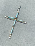 Superb Vintage Native American Zuni Blue Gem Turquoise Sterling Silver Cross Pendant-Nativo Arts