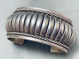Heavy Handmade Vintage Native American Navajo Sterling Silver Basket Bracelet