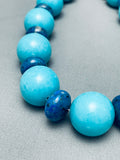 Native American Turquoise Balls Santo Domingo Sterling Silver Lapis Necklace-Nativo Arts