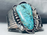 Important Ihss Stamp Vintage Spiderweb Turquoise Native American Navajo Sterling Silver Bracelet-Nativo Arts