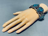 Gorgeous Vintage Native American Navajo Seafoam Turquoise Sterling Silver Bracelet-Nativo Arts