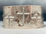 Wide Detailed Vintage Navajo Cross Sterling Silver Bracelet-Nativo Arts