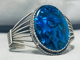Paua Shell!!! Rare Vintage Native American Navajo Sterling Silver Bracelet-Nativo Arts