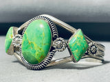 One Of The Most Beautiful Vintage Native American Navajo Gaspeite Sterling Silver Bracelet-Nativo Arts