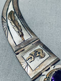 Important Vintage Native American Navajo Russell Sam Amethyst Sterling Silver Gold Necklace-Nativo Arts