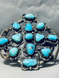 Artist Bill Signed Huge Vintage Native American Navajo Turquoise Sterling Silver Bracelet-Nativo Arts