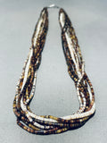 Very Unusual!! Vintage Santo Domingo 2 Tone Heishi Sterling Silver Necklace-Nativo Arts