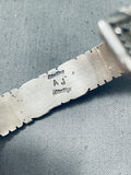 Detailed Vintage Native American Navajo Pink Shell Sterling Silver Bracelet-Nativo Arts