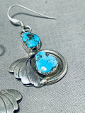 Dazzling Vintage Native American Navajo Morenci Turquoise Sterling Silver Earrings-Nativo Arts