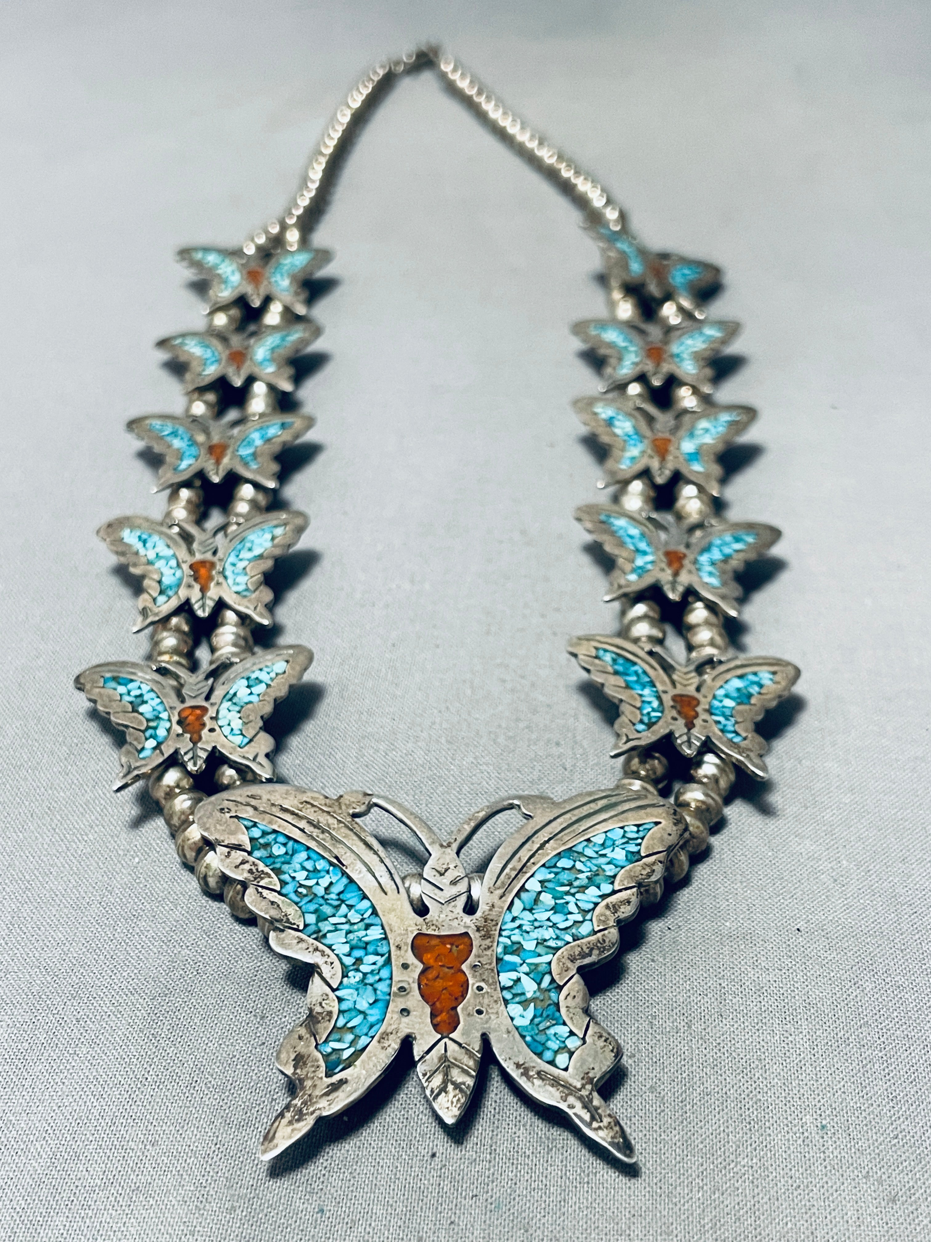 Gasp! Vintage Native American Navajo Butterfly Turquoise Sterling
