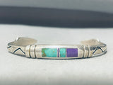 6 Inch Wrist Vintage Native American Navajo Turquoise Inlay Sterling Silver Bracelet-Nativo Arts