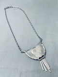 Important Larry Martinez Chavez Vintage Native American Zuni Inlay Sterling Silver Necklace-Nativo Arts