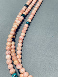 Eye Catching Native American Navajo Pink Rounded Stone Sterling Silver Necklace-Nativo Arts