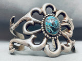 Superior Vintage Native American Navajo Domed Bisbee Turquoise Sterling Silver Bracelet Old-Nativo Arts