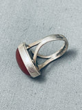 Exceptional Vintage Native American Navajo Signed Chris Tafoya Carnelian Sterling Silver Ring-Nativo Arts