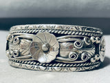 Freddy James Vintage Native American Navajo Floral Sterling Silver Bracelet Cuff-Nativo Arts