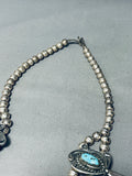 Gasp! Vintage Native American Navajo Bisbee Turquoise Sterling Silver Squash Blossom Necklace-Nativo Arts