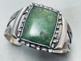 One Of The Best Vintage Native American Navajo Green Jasper Sterling Silver Bracelet-Nativo Arts
