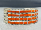 Jess Chavez Native American Zuni Coral Sterling Silver Bracelet-Nativo Arts