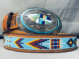 Important Vintage Native American Navajo Abe Begay Inlay Sterling Silver Buckle Belt-Nativo Arts