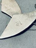 Native American The Most Unique Vintage Opal Inlay Sterling Silver Gold Earrings-Nativo Arts