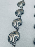 One Of The Best Vintage Native American Navajo Turquoise Inlay Sterling Silver Necklace-Nativo Arts