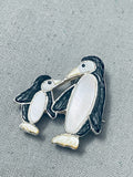 Eric Lonjose Striking Vintage Native American Zuni Onyx Sterling Silver Pendant
