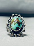 Impressive Vintage Native American Navajo Carico Lake Turquoise Sterling Silver Ring-Nativo Arts