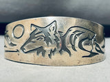 The Woman And The Wolf Vintage Native American Navajo Sterling Silver Bracelet Cuff-Nativo Arts