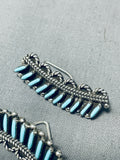 Native American Turquoise Wings Vintage Zuni Sterling Silver Earrings-Nativo Arts