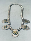 Important Vintage Native American Navajo Thomas Singer Gold Sterling Silver Horse Bear Necklace-Nativo Arts