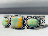 Opulent Vintage Native American Navajo Green Turquoise Sterling Silver Bracelet-Nativo Arts